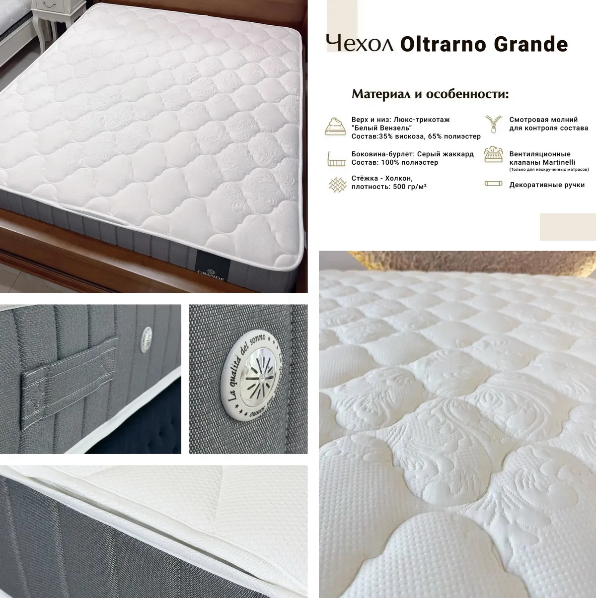 Описание чехла Oltrarno Grande для матрасов фабрики Materlux